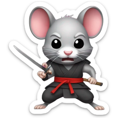 rage ninja rat with katana sticker