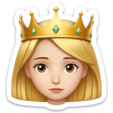 Cooper girl with crown on her head being shy sticker
