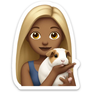 dark Blonde Woman holding a guineapig sticker