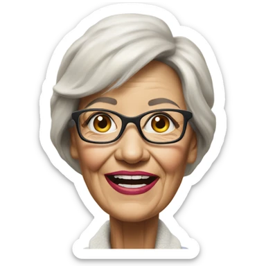 3d hyper realistic senior woman painting  sticker