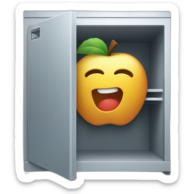 une pomme dans une armoire dans un frigo sticker