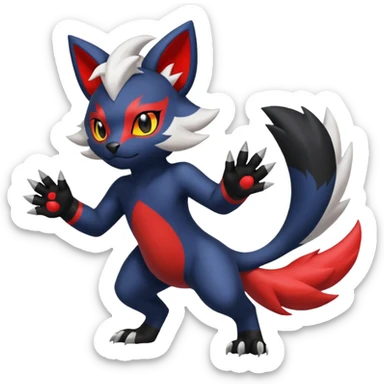 Skuntank-Litten-Absol-Zorua-Sprigatito-fusion, full body sticker
