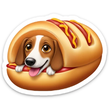 Weiner dog in a hot dog bun sticker
