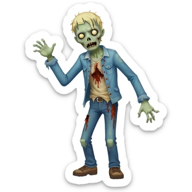 A cute, cheerful, full-length zombie is standing and dancing sticker