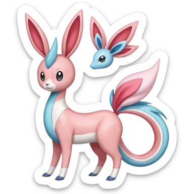 Sylveon-Meloetta-Cresselia-Milotic-Amaura-Pokémon-Fakémon-fusion, full body sticker
