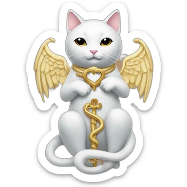 Chinese cat hugging entire Caduceus sticker