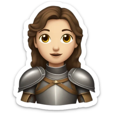 Medieval girl knight with brown hair and brown eyes sticker