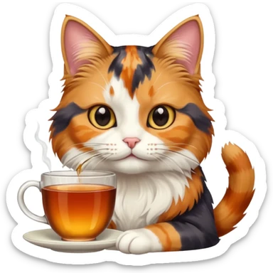 Çay içen kedi sticker