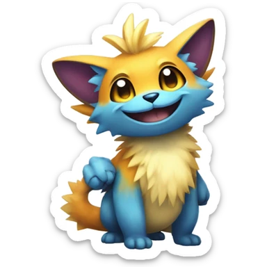 Colorful cute furry anthropomorphic painted Fakémon-Pokémon-creature sticker