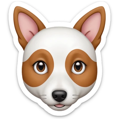 a fully white jack russell the size of a kelpie with a half white face sticker