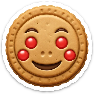 Emoji de un paquete de galletitas tipo pepas de membrillo, con algunas galletas redondas y el centro rojo visible. sticker