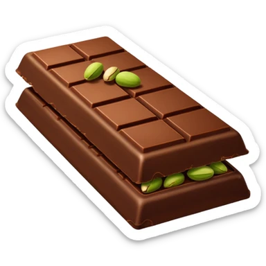 chocolate bar with pistachio filling sticker