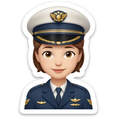pilot wearing a captain hat, sheepish apologetic smile, small blush cheeks, giving a gentle salute, sticker