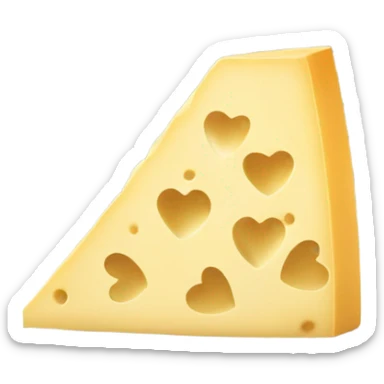 Swiss Cheese wedge in the shape of a heart sticker