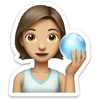 Girl with brown hair and crystal ball sticker