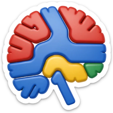 brain outline and form resembling the Google logo, colored with Google brand colors, no text sticker
