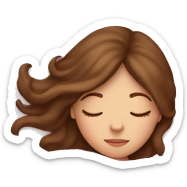 White girl with brown hair sleeping with pink blanket sticker