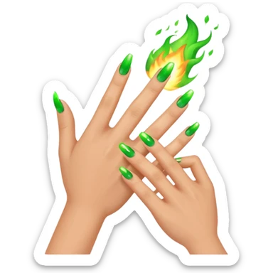 world of warcraft warlock hand with green fire checking nails like a pedicure was just done. just the hand sticker