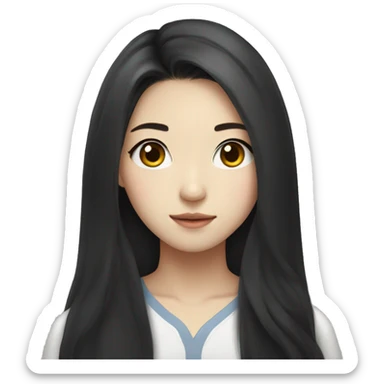 23 year old Korean girl with a black long hair and big ey sticker