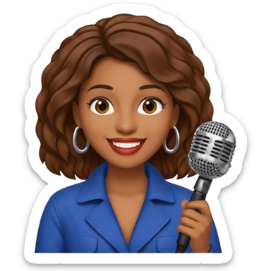 brown skin woman, singer, hold micro sticker