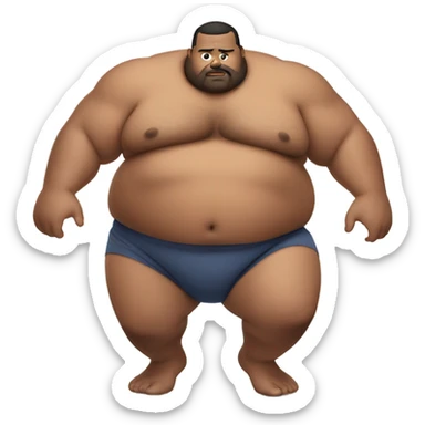 Fat man shirtless crawling down on floor sticker