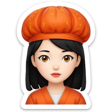 Wearing kimchi girl with black hair sticker