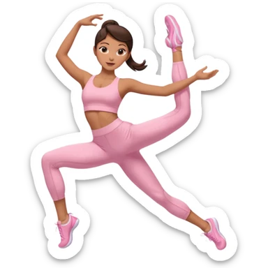 brunette girl in light pink workout clothes dance stretching sticker