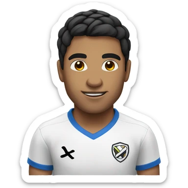 Man with medium tan skin with black hair and dark brown eyes playing soccer sticker