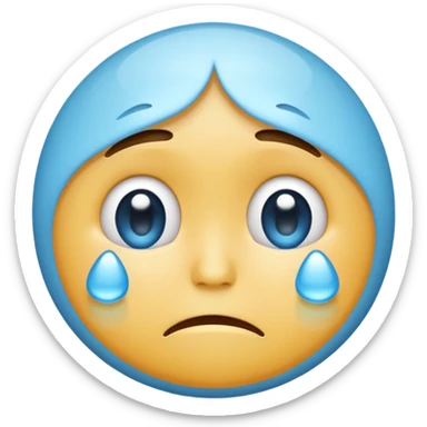 sad crying emoji, expressive face, single tear sticker