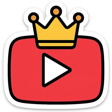 minimal YouTube subscriber Discord role icon, predominantly red, YouTube play button with a small crown, flat background sticker