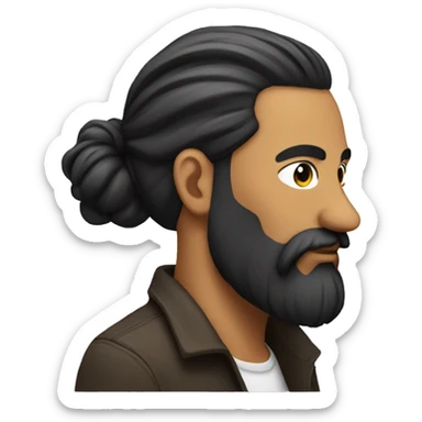 Designer with man bun and black long beard sticker