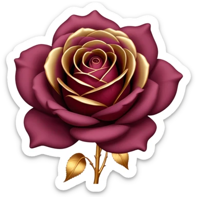 A dark Mauve red romantic Rose with gold petals sticking out sticker