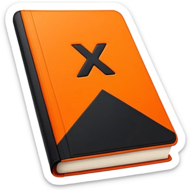 A bright orange book with a black, bold X with a slightly rough, edgy texture, exuding idgaf energy and pure, unapologetic confidence..orange halo aura.. unstoppable sticker
