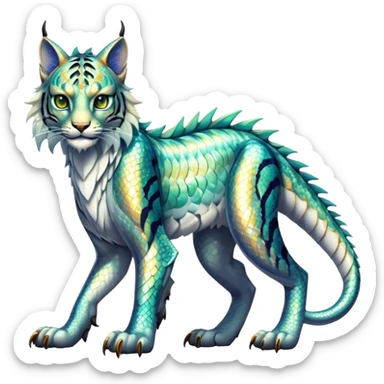 Shiny exotic Dragon-Tiger-type Lynx-Bobcat-Fakémon-creature full body sticker