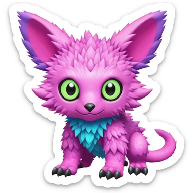  Bright lush cozy warm-colored colorful neon-colored cyber-Fakémon-Digimon-Trico-creature sticker