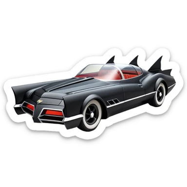  aerodynamic opulent dark futuristic concept Batmobile loosely based on 1967 Buick  coupe deville roadster racing(flat long straight faceted mechanical body) winged stealthy street hot rod  sticker