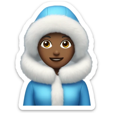 Snow Maiden in a blue fur coat, white hat, white gloves sticker