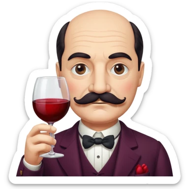 Hercule Poirot with a glass of wine sticker
