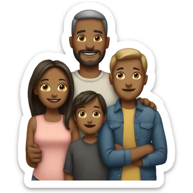 Family with two sons and one daughter  sticker