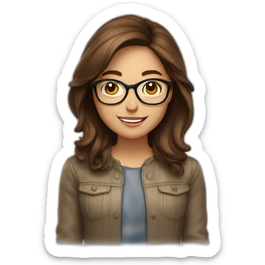 A girl with glasses and brown hair celebrating with an amr up sticker