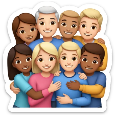 Group hug of diverse people sticker