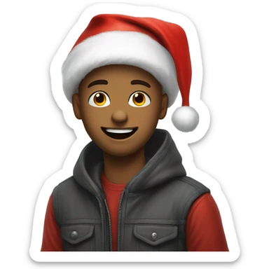 funny boy portrait meme with Santa hat sticker