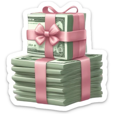 money stack with pink bow around  sticker