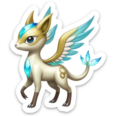Angelic Divine Iridescent Bioluminescent Translucent Luminescent Diaphanous Shiny Colorful Meloetta-Latias-Koraidon-Peppercat-Wargreymon-Protogen-Fakémon-fusion-hybrid-creature sticker
