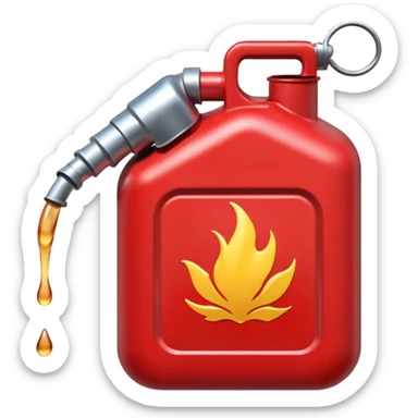 simple red gasoline canister plain pouring drops of diesel sticker