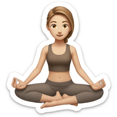 White girl with brown hair doing yoga sticker