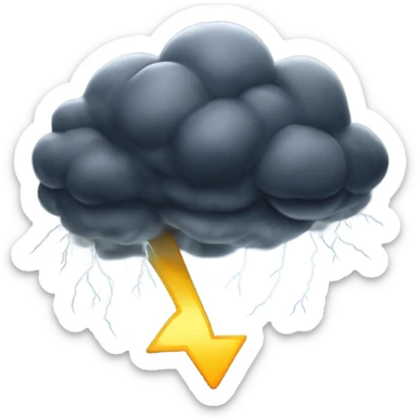 A dark storm cloud swirling above, crackling with thunder and lightning, with gusts of wind affecting the environment as rain begins to pour. sticker