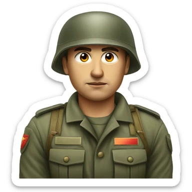 realistic ussr soldier serious with military takes sticker