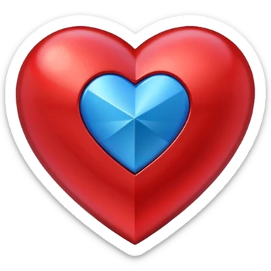 A geometric red 3D heart with a geometric blue star inside sticker