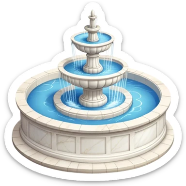 Grand white marble fountain, isometric sticker